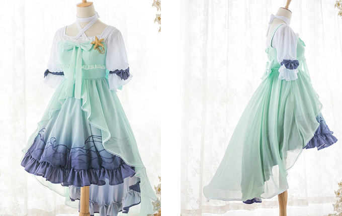 Lolita Gradient Sling Dress And Short Sleeve Lining