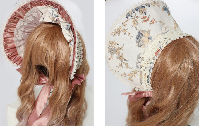 White Lace Pink Lolita Bonnet
