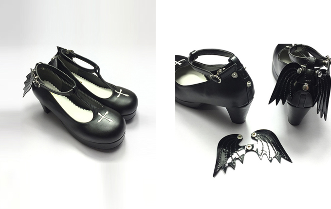 Gothic Lolita Heels Shoes with Detachable Angel Wings